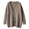 Suéter de lã grosso pesado Cardigan Mulheres V-neck 100 cor sólida Loose Cashmere Sweater Jacket Sweater tamanho grande