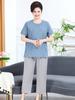 Traje de Verano de Algodón y Lino Talla Grande para Mamá, Ropa para Mujeres de Mediana Edad y Mayores Tallas Grandes y Ampliadas, Conjunto de Dos Piezas de Camiseta de Manga Corta y Pantalones