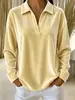 Camisa de terciopelo para mujer europea y americana, color liso, vintage, a la moda, casual, camisa de manga larga, top con cuello, estilo casual de otoño e invierno