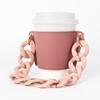 Funda para Taza de Café de Venta Caliente en Amazon al por Mayor, Estuche Portátil de Cuero para Té con Leche, Estuche para Taza con Cadena Acrílica