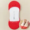 Calcetines Rojos de Barco para Mujer, Calcetines de Tacón Alto, Calcetines con Tira, Calcetines Invisibles de Boda Nupcial, Calcetines Bordados de Personaje de Felicidad a Media Pantorrilla para Parejas
