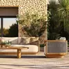 Sofá de teca para exterior para patio, villa, jardín, hotel y casa de huéspedes; Juego de muebles de ratán para ocio al aire libre, impermeable y resistente al sol