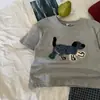 Bordado en Toalla Ropa Infantil Verano Nueva Camisetas de Manga Corta para Niños y Niñas Tops Casuales Bordados Lindos de Moda para Niños