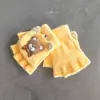 Guantes de Felpa Tejida de Oso Lindo para Niños, de Media Dedos Desplegables, Calidez Invernal, Guantes para Niños y Niñas de Jardín de Infancia, Venta al por Mayor