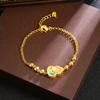 Pulsera Antigua Franco Vietnamita de Oro Arena Estilo Palacio Hueca Filigrana Dorada Pulsera de Calabaza Joyería de Mano para Mujer de Lujo Ligero Larga Duración sin Decoloración
