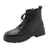 Botas Martin negras con cordones para mujer, de suela gruesa, que aumentan la altura, botas adelgazantes, exportación de Amazon, botines de talla grande para mujer