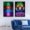 Fone de Ouvido com Microfone Gamer Teclado Pintura em Tela Arte Neon Imagem Quarto de Menino Decoração de Casa Pintura Núcleo