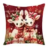 Funda de almohada navideña de Amazon Papá Noel Reno Oso de peluche Serie Roja Funda para cojín de mesita de noche/sofá Funda de almohada