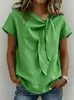 2026 Ropa de Mujer de Comercio Exterior Transfronterizo Europeo y Americano Amazon Nuevo Primavera y Verano Algodón y Lino Manga Corta Moda Casual Tops Camisetas