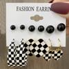 Set de Pendientes Geométricos Dorados Retro de Venta Caliente Transfronteriza para Mujer, Pendientes de Aro con Perlas de Moda, Pendientes con Incrustaciones de Diamantes al por Mayor