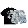 Chegada Nova de Verão Moda Casual Terno Masculino Estação Europeia Luxo Leve Estampado Personalizado Conjunto de Duas Peças Top e Shorts Masculino Bonito