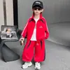 Conjunto Deportivo de Otoño para Niños Moda Fresca Estilo Primavera y Otoño para Niños Sudadera con Capucha Estilo Motociclista Cárdigan Conjunto de Dos Piezas Moderno