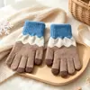Guantes de Invierno para Niños de Cinco Dedos con Forro de Felpa, Engrosados, Tejidos, Cálidos, para Exteriores, a Prueba de Frío, para Niños y Niñas Estudiantes Mayores