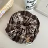 Diadema a Cuadros Retro Francesa para Mujer, Decoración de Botones de Gama Alta, Goma para el Cabello Coreana, Cuerda para el Cabello Grande, Accesorio para el Cabello