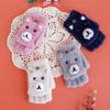 Yifan otoño e invierno cálidos guantes de medio dedo para niños imitación visón terciopelo coreano dibujos animados mapache lindo engrosados guantes abatibles