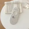 Calcetines Antideslizantes para Mujer Tipo Barco, Calcetines de Algodón, Calcetines Cortos de Corte Bajo, Bordado de Dibujos Animados en Gris, Invisibles, Delgados Estilo Primavera
