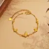 Pulsera Láser de Tres Mariposas para Mujer Nuevo Estilo Chino Elegante Diseño de Nicho Moda de Gama Alta Pieza de Mano con Cuentas de Transferencia