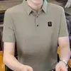 Camiseta de Manga Corta de Seda Helada de Verano para Hombre Camisa Polo Corte Delgado Exportación Cuello Solapa Manga Media Versátil Casual Delgado