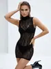 Ropa Interior Erótica Jacquard de Malla Bodycon Transparente Pijama Deseo Puro Ajustado Coqueteo Erótico Sin Mangas Uniforme