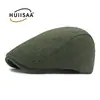 Gorra Plana Retro Clásica para Hombre de Otoño e Invierno Boina de Tweed Espiga Boina de Pico Estilo Británico para Mujer Tendencia