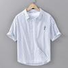 Camisa informal de algodón a rayas de verano para hombre, holgada, elegante, artística, juvenil, de manga corta, moderna para hombre