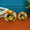 Bola de Cristal Amarilla con Dragón Tallado en su Interior, Bola de Cristal, Bola de Vidrio, Bola de la Suerte, Decoración para Sala de Estar, Regalo para Inauguración de Casa, Artesanía