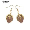 Wt-E788 Exquisite Pedra Colorida Quartzo Rosa Banhado a Ouro 18K Pequeno Pingente Brincos Gancho Brincos Joias para Meninas no Dia a Dia