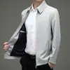 Chaqueta de primavera y otoño para hombre estilo business casual, abrigo ejecutivo para padre de mediana edad, color liso, cuello de solapa, chaqueta con cremallera