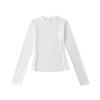 Camiseta Básica Justa Estilo Kardashian Outono Novo Gola Redonda Ombro Normal Manga Longa Cor Sólida Top Esportivo