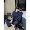 3507 # Pantalones Anchos Simples con Dobladillo Enrollado de Algodón y Rollo de Queso de Lin Mumu para Mujer