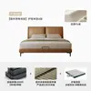 Cama Moderna Sencilla y Lujosa de Madera y Cuero, Cama Grande Doble para Habitación Principal, Estilo Minimalista Italiano, Cuero de Oreja de Elefante
