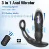 Masajeador de Próstata Masculino Anillo Doble Bloqueo Telescópico Fino Control Remoto de Campo Trasero Telescópico Bastón Vibratorio de Campo Trasero Productos Sexuales Divertidos