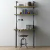 Escritorio de madera maciza estantería de una palabra largo escritorio de oficina escritorio de escritura hogar retro integrado rincón americano tubería de agua