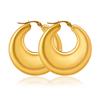 Pendientes huecos de acero de titanio con viento frío para mujer, oro de 18 quilates, red lisa geométrica roja con pendientes de aro de acero inoxidable
