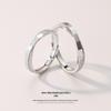 Anel de Casal Nalan Prata de Lei S925 Galáxia, Anel Liso Möbius, Pulseira Ajustável J9856