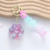 Garrafa de areia movediça líquida flutuante de óleo de desenho animado pingente de chaveiro de pata de gato fofo moderno decorativo para carro bolsa presente