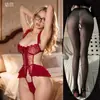 Lingerie Sexy, Macacão Sexy com Renda Bordada Push-Up para Não Tirar, com Seios Grandes, Recorte na Virilha, Conjunto Push-Up para Mulheres para Não Tirar