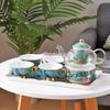 Juego de Taza y Platillo de Porcelana de Hueso de Alta Calidad para Café y Té de Frutas para Uso Doméstico, Estilo Inglés Vintage, Tetera de Vidrio de Alta Estética Calentada con Vela