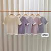 Estilo Verano Nuevo Transfronterizo Francés Xiaoxiang Tiene Base ~ Elegante Camiseta de Mujer con Rayas en Contraste Tejido de Punto Manga Corta para Mujer