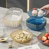 Plato para huesos y plato de frutas de lujo ligero con patrón de diamantes, transparente, plato pequeño creativo para uso doméstico para aperitivos, plato pequeño de estilo de lujo ligero