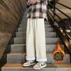 Pantalones con forro polar para hombre, de invierno, para estudiantes de secundaria, rectos, casuales, de pana, para hombre, pantalones deportivos anchos y elegantes de Plutton.