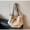 Bolsa de Lona Transfronteriza para Mujer, Gran Capacidad, Nuevo 2026 Otoño e Invierno Versátil Simple Bolso de Hombro, Bolso Tote Plegado para Estudiante Universitario