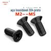 Parafusos de Cabeça Chata Cruzada de Aço Inoxidável 304 Preto Parafusos de Máquina de Cabeça Escareada Zincados Pretos M2M2.5M3M4M5