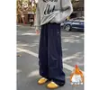 Calças Casuais Retas de Veludo Azul Marinho Populares para Trabalho, Perna Larga, para Homens no Outono e Inverno, Calças Quentes Versáteis e Largas