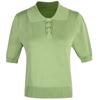 Nova Malha Feminina Casual de Manga Curta Cor Sólida Simples com Gola Polo Colorida para Estudantes Jr2316