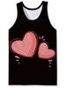 Camiseta para hombre con impresión digital 3D de pareja de San Valentín transfronteriza europea y americana con el texto "Amo a ti" en rojo.