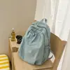Mochila de Cordón de Color Sólido Estilo Coreano Ins para Estudiantes de Secundaria y Preparatoria, Casual, Sencilla, Ligera, de Gran Capacidad, Mochila de Viaje