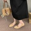 Sapatos Rasos de Camurça Macia Cor Doce Redondos Leiteiros Femininos Planos com Solado Macio Estilo Festa Slip-on Mary Jane