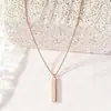 Nuevo Collar de Acero de Titanio para Hombres y Mujeres Personalidad Columna Rectangular Grabado de Caracteres Colgante de Acero Inoxidable Accesorios de Sentido Avanzado Collar