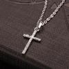 Colar de corrente de clavícula com pingente de cruz de diamante simples de joias transfronteiriças europeias e americanas, colar de moda com crença religiosa